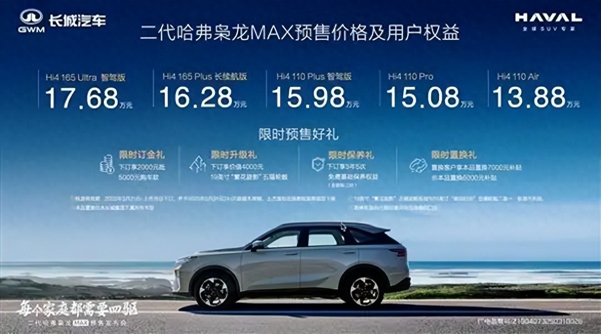 预售价为13.88万元起!哈弗全新二代枭龙MAX的开启预售