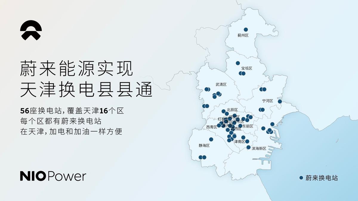 16个区全覆盖!蔚来能源实现天津换电县县通