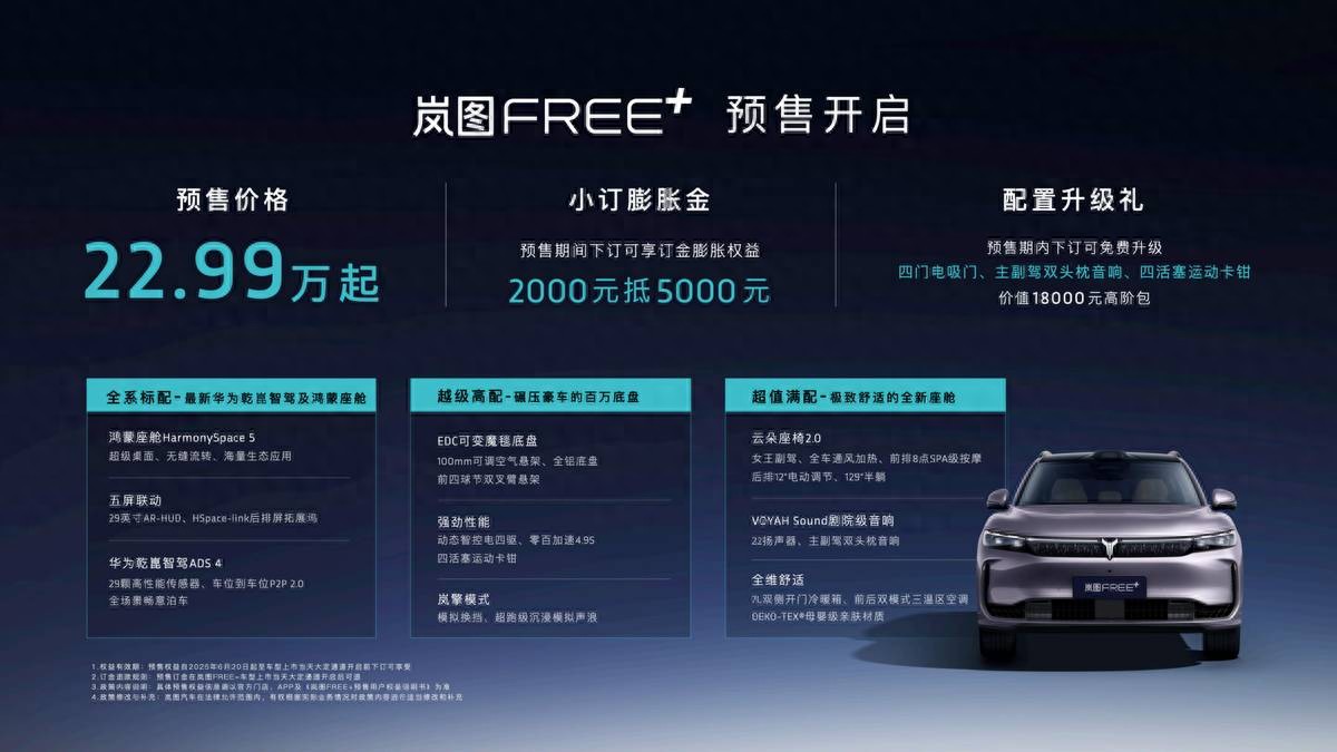 30万级SUV市场变天! 岚图FREE+预售22.99万元起