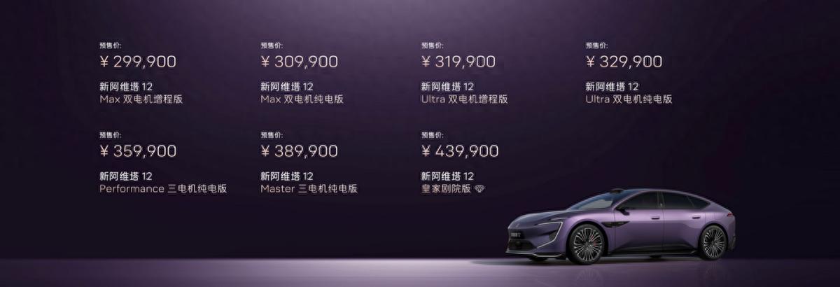 新阿维塔12开启预售，提供纯电/增程双动力，预售价29.99万元起